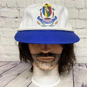 Vintage Hat Rope Cap Snapback White Blue World Natural Medicine Foundation Logo